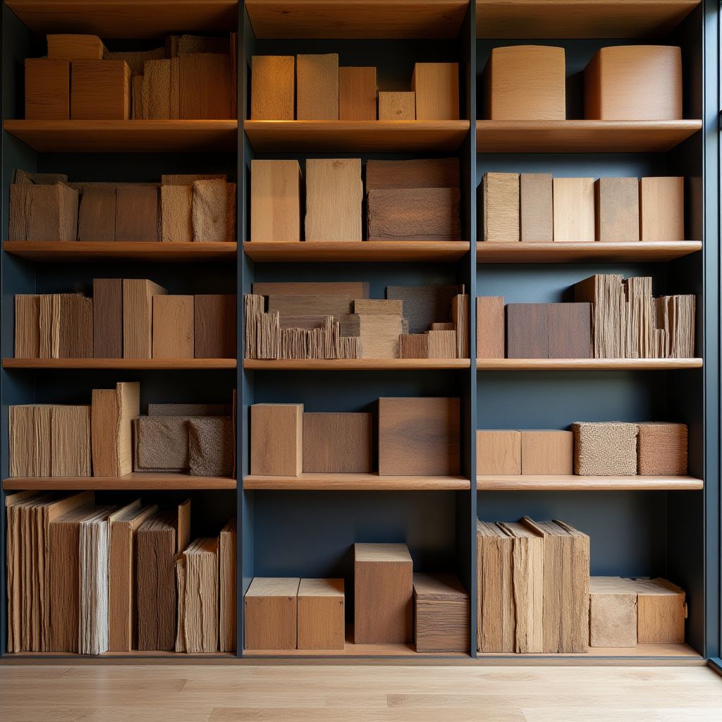Biblioteca de materiales con muestras organizadas