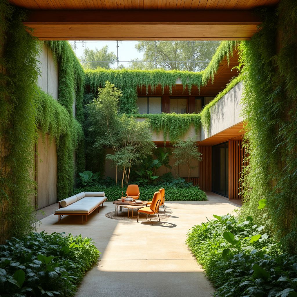 Espacio biofílico con integración interior-exterior